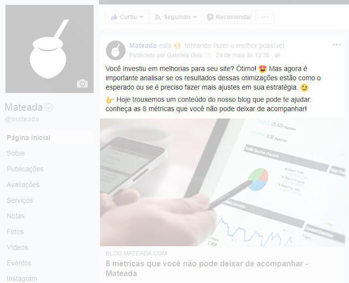 Texto de apoio no Facebook