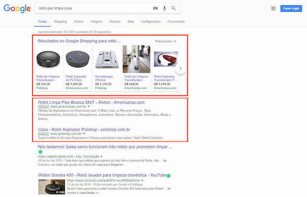 Anúncios do Google Ads na Página de Resultados do Google