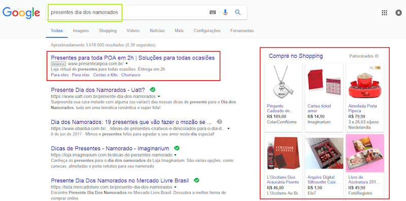 Anúncios Google Ads para dia dos namorados