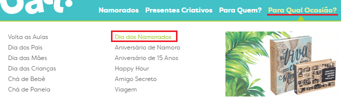 Link para página da campanha dia dos namorados no rodapé de Uatt