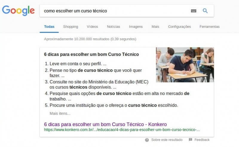 Print de uma busca feita no Google.