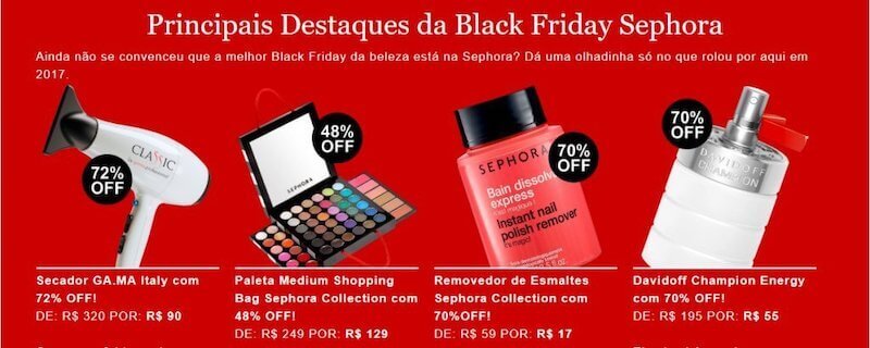 Destaque dos principais produtos na BlackFriday da Sephora