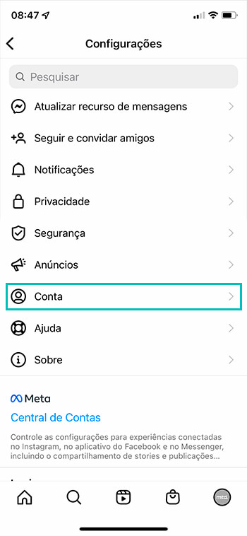 Editar conta no Instagram