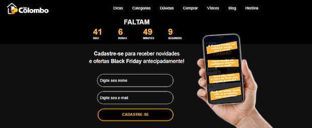 Landing page de campanha de Black Friday