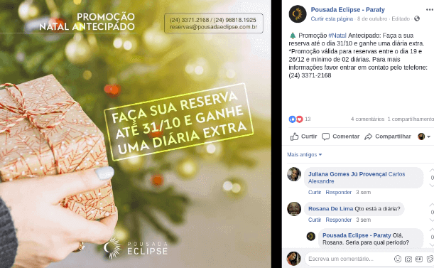 Post promocional de campanha de Natal no Facebook.