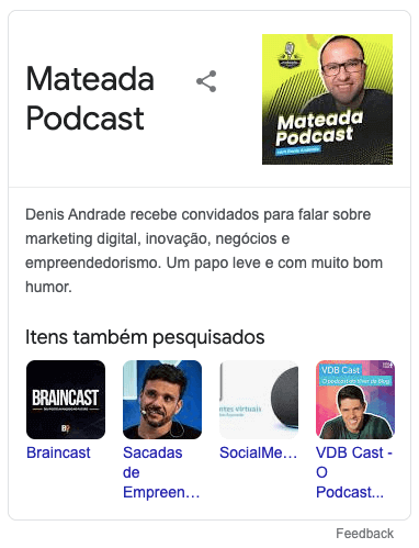Knowledge Panel do Mateada Podcast