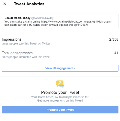 Tweet Analytics em sua interface antiga