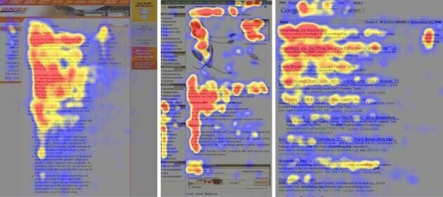 Mapa de calor mostrando o foco dos leitores em textos para blog