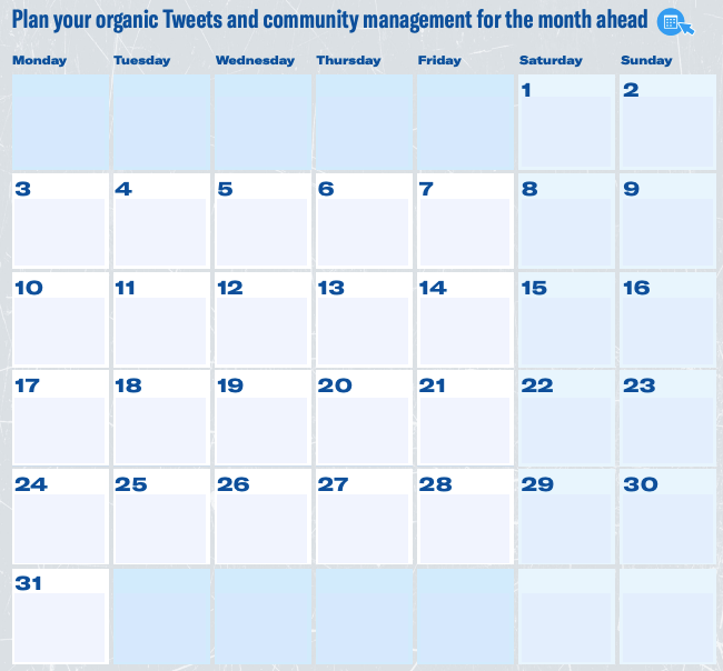 Template para registrar todas as postagens do mês no 2022 Twitter Planner