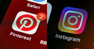 Montagem com ícones de aplicativo do Pinterest e Instagram