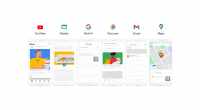 Imagem que mostra os canais que comportam campanhas Performance Max: YouTube, Display, Search, Discover, Gmail e Maps