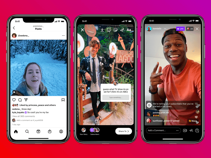 Screenshot que mostra o ícone de assinantes do Instagram em posts, stories e lives