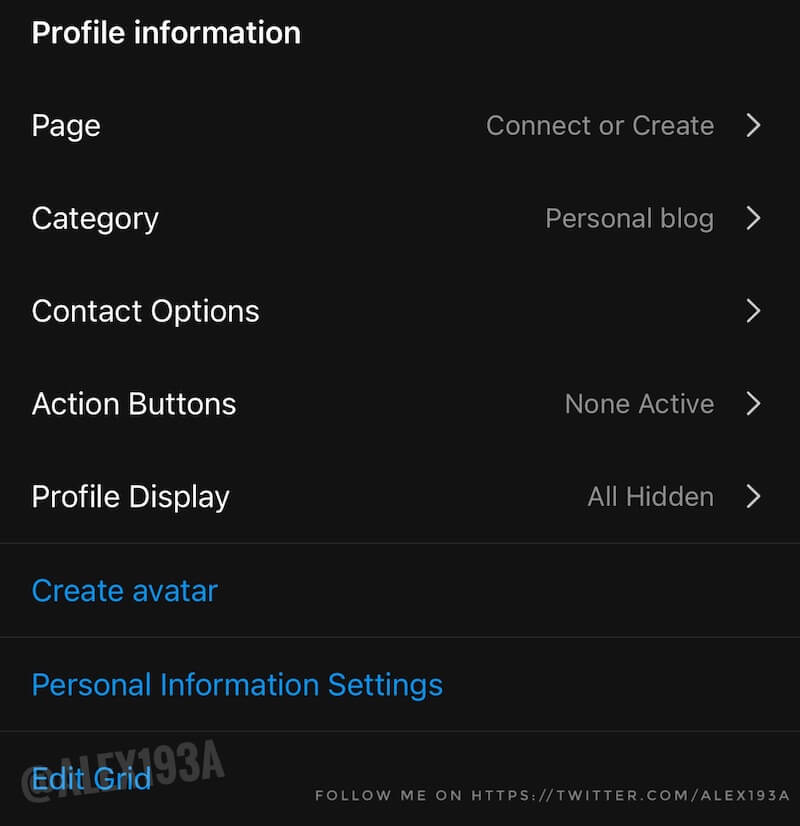 Screenshot do menu de configurações do Instagram, que permite acessar a funcionalidade de reorganização de posts