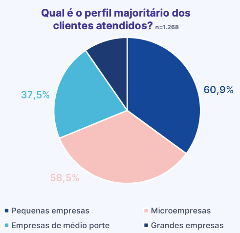 Gráfico mostrando que os principais clientes atendidos por agência de marketing digital são micro e pequenas empresas