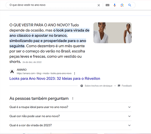 Busca Generativa retornando páginas de sites