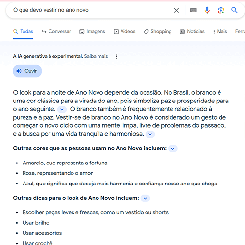 Resposta da IA generativa do Google